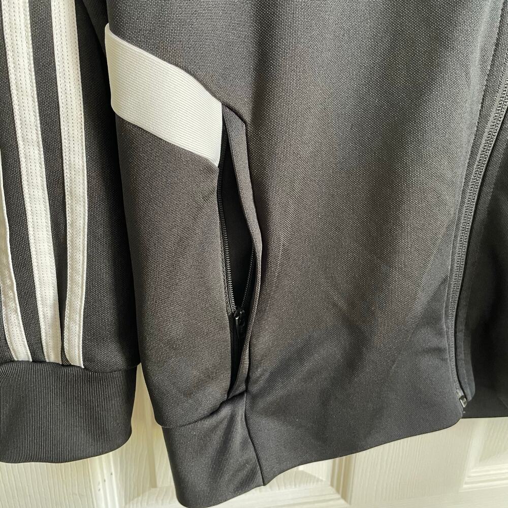 Adidas Track Jacket Boys Youth Sz L (13-14Y) Black White Logo Stripes Activewear - Picture 5 of 12